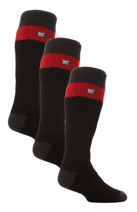 Calcetines térmicos de esquí a rayas para hombre | Calcetines extra largos de alta calidad - Negro / Rojo - Image 1
