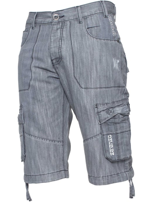 Pantalones cortos vaqueros Enzo Cargo Combat para hombre - Image 1