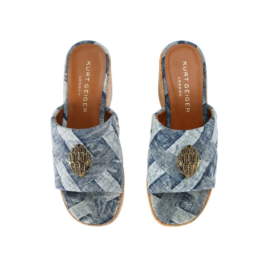 Kurt Geiger London Denim Kensington Wedge Mule Heels
