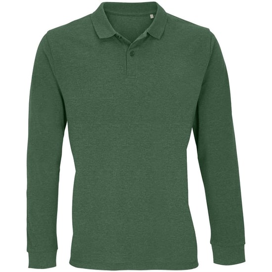 SOLS Unisex Adult Planet Piqué Long-Sleeved Polo Shirt (Bottle Green) - Image 1
