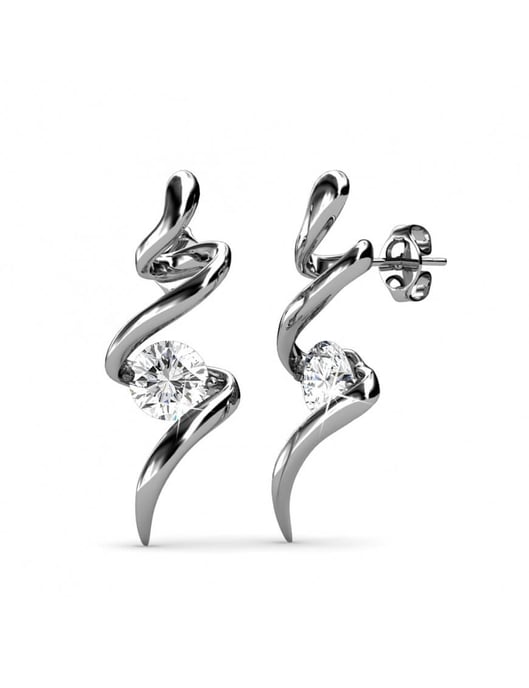 Pendientes Espiral - Plata y Cristal - Image 1