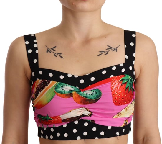 Top de Sito de Seda Multicolor con Estampado de Frutas de Lunares para Mujer de Dolce & Gabbana - Image 4