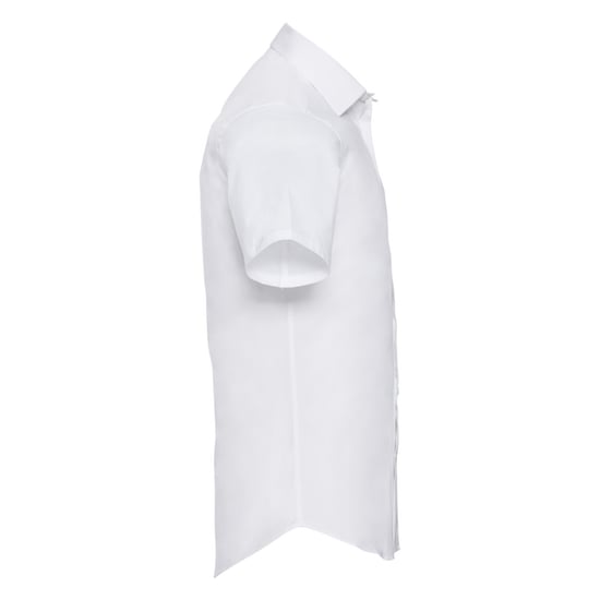 Russell Collection Mens Stretch Fitted Short-Sleeved Shirt (White) - Image 3