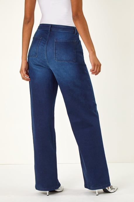 Denim Stretch Wide Leg Jeans