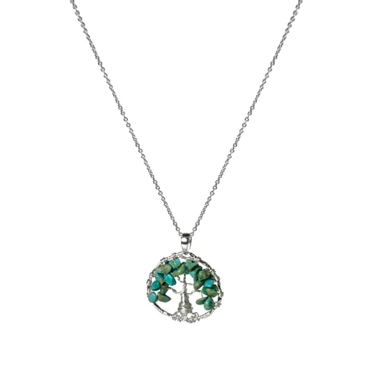 Luxenter budleia necklace made of metal alloy and natural turquoise rhodium plated finish