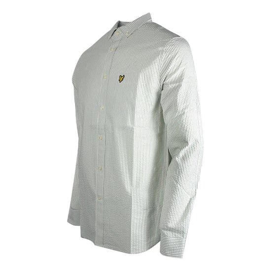 Lyle & Scott Camisa Seersucker Strike Manga Larga Verde - Image 3