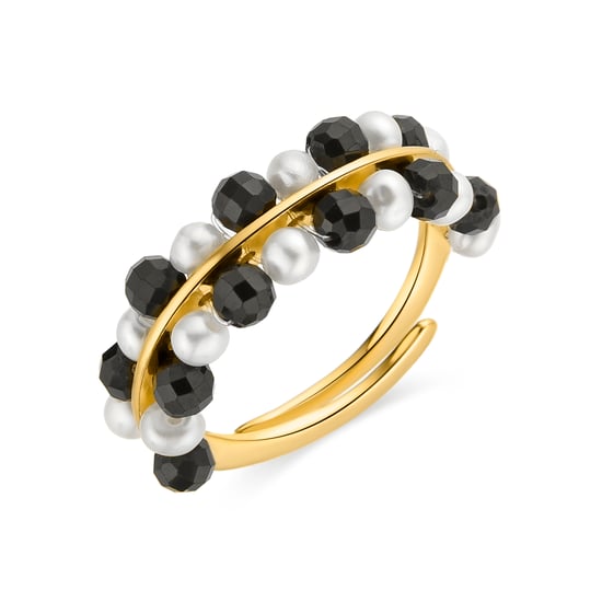 Anillo Luxenter de Plata de Ley 925 con Cristal Negro acabado en oro amarillo de 18K - Hizri - Image 1