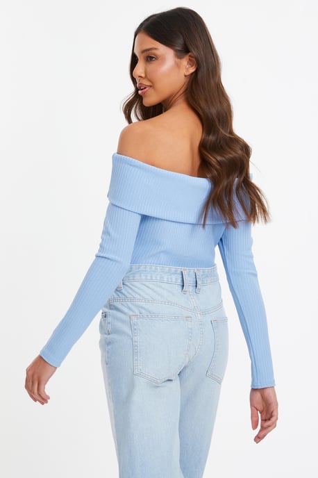 Light Blue Bardot Top