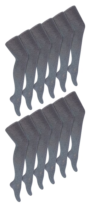 Paquete múltiple de 12 pares de medias de uniforme escolar para niñas - Grises - Image 1
