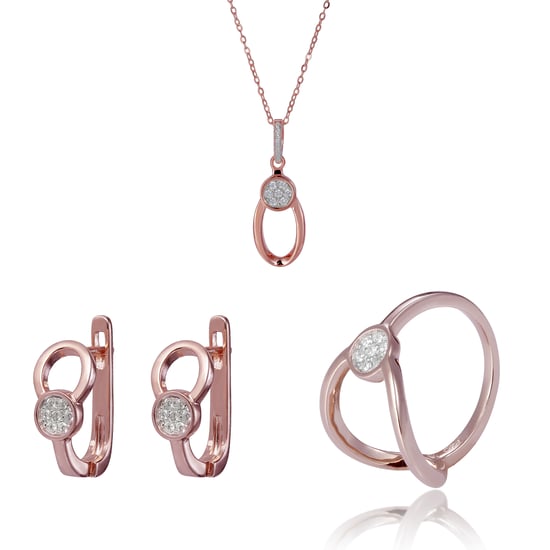 Orphelia 'Gigi' Women's 925 Sterling Silver Set: Necklace + Earrings + Ring - Rose SET-7439 - Image 1