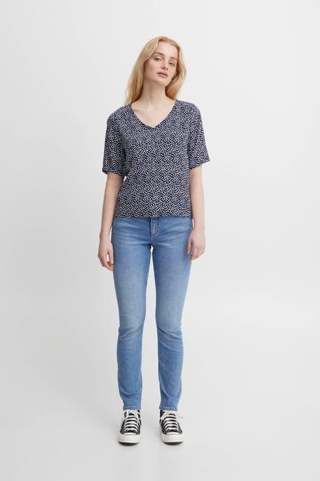 ICHI top IHMARRAKECH met stippen donkerblauw/wit - Image 4