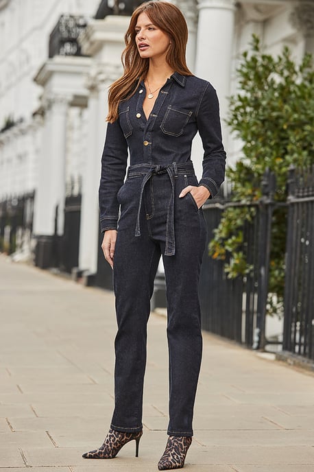 Dark Indigo Relaxed Fit Denim Jumpsuit