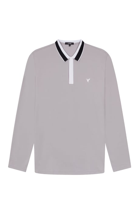 D-Rock Mens Polo Shirt with Dual-Stripe Collar Long Sleeve