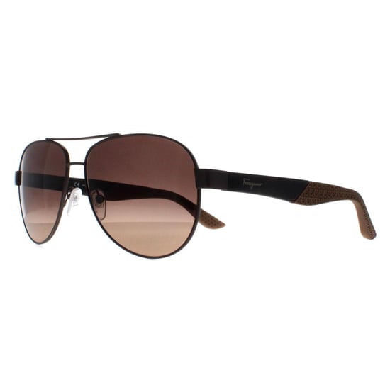 Salvatore Ferragamo Aviator Hombre Mate Rutenio Oscuro Gris Marrón Gradiente SF275S - Image 1