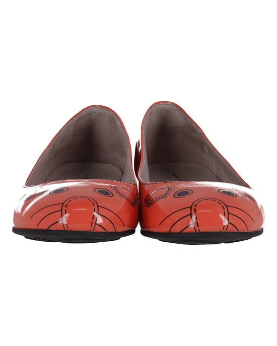 Marc Jacobs Mouse Print Ballet Flats in Orange Patent Leather - Image 2