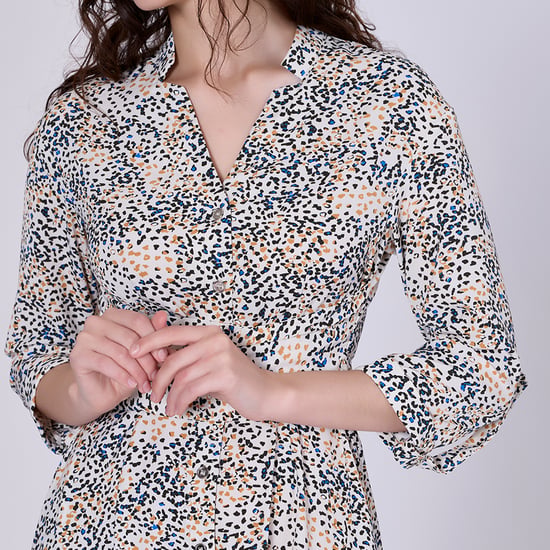 Minimalist printed tea dress and 3/4 sleeves
