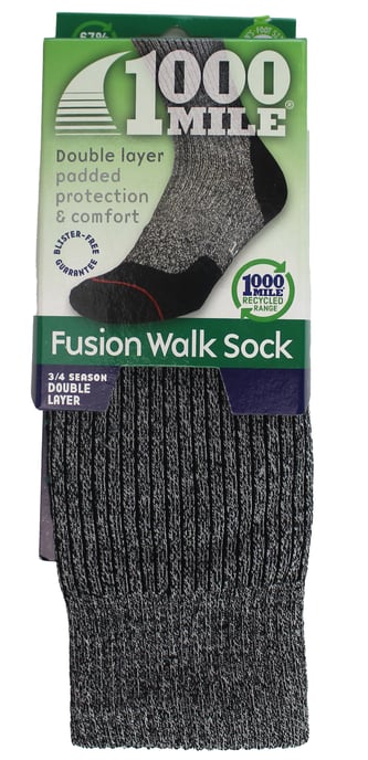 1000 Mile - Calcetines de senderismo duraderos de doble capa Fusion Repreve para hombre - Carbón / Negro - Image 2