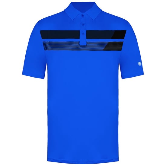 Polo de golf azul para hombre con estampado asimétrico Island Green - Image 1
