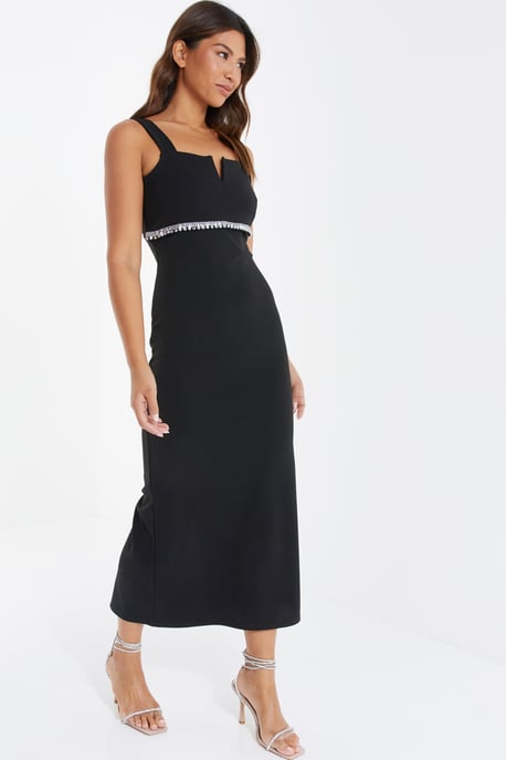 Black Diamante Trim Maxi Dress