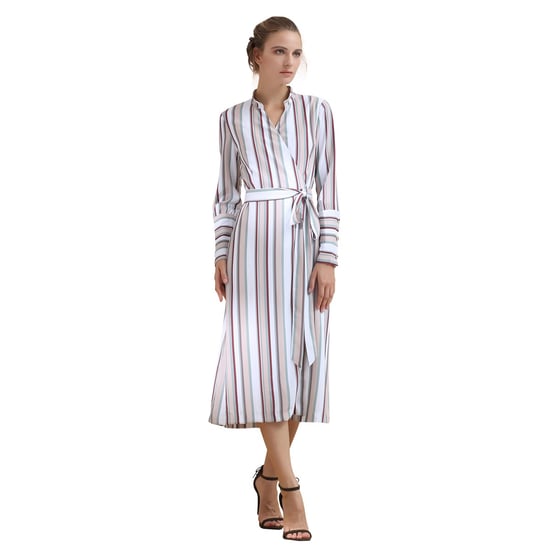 Striped midi wrap dress