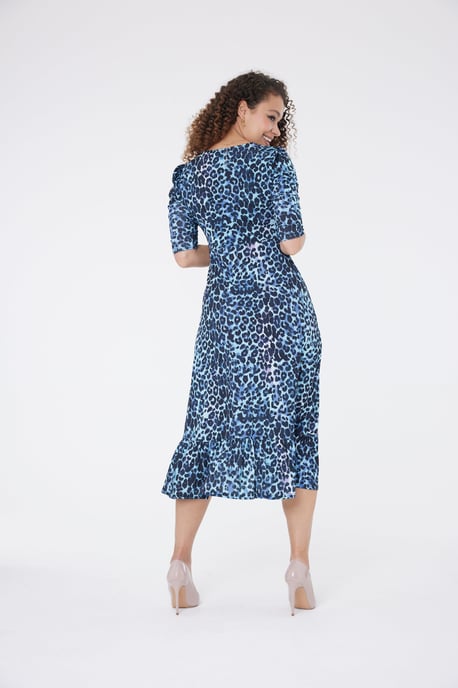 Claire Animal Print Dress - Blue