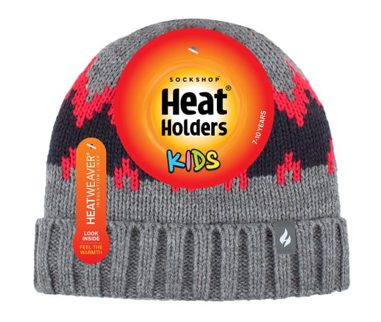 Heat Holders - Gorro de punto grueso y suave - Pebble Melange/Rojo/Azul Marino - Image 2