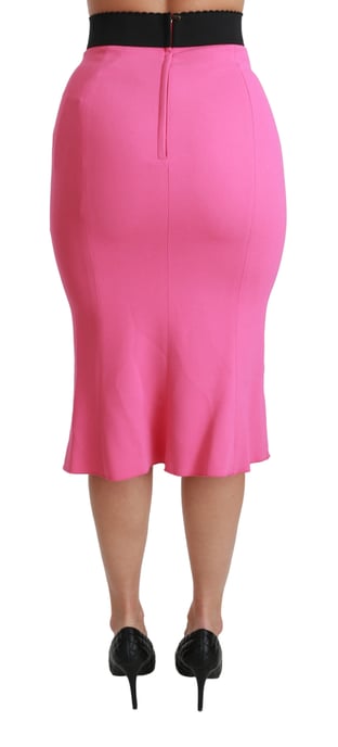 Falda midi de viscosa de corte lápiz de cintura alta en rosa de Dolce & Gabbana - Image 5