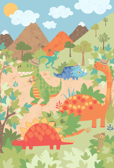 Mural de Pared de Dinosaurios Múltiples - Image 1