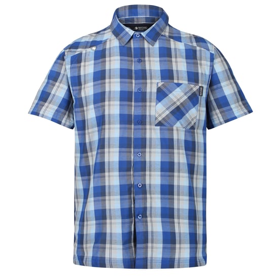 Regatta Mens Kalambo V Short Sleeved Checked Shirt (Nautical Blue) - Image 1
