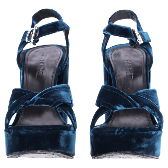 Jil Sander Chunky Sandal Heels in Blue Velvet - Image 2