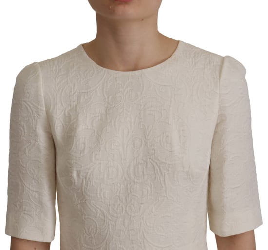 Vestido de mujer midi florido de brocado jacquard blanco de Dolce & Gabbana - Image 2