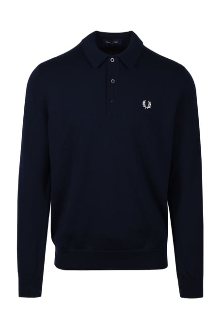 Camisa de Punto de Manga Larga Fred Perry Azul Marino - Image 1