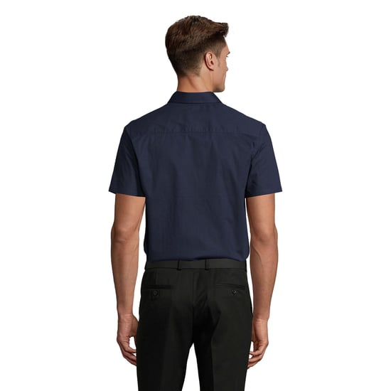 SOLS Mens Broadway Stretch Short-Sleeved Shirt (Dark Blue) - Image 2
