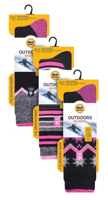 3 Pares Surtidos Multipack Ultra Lite Calcetines de Esquí para Mujer | Calcetines Térmicos | Calcetines Funky Retro hasta la Rodilla - Mix 2 - Image 2