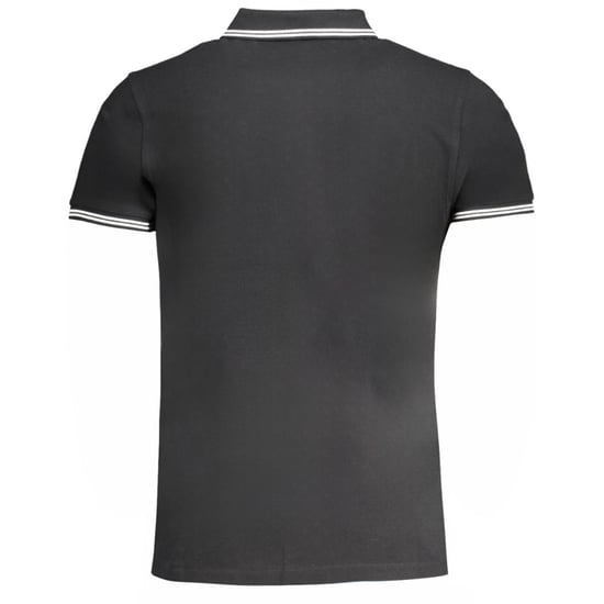 Cavalli Class White Tipped Collar Toned Logo Black Polo Shirt