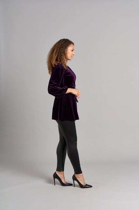 Leila Velvet Wrap Top - Plum