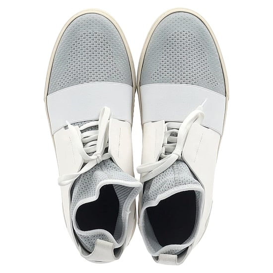 Balenciaga Sock Style High-Top Sneakers in Grey and White Polyester and Leather - Image 3