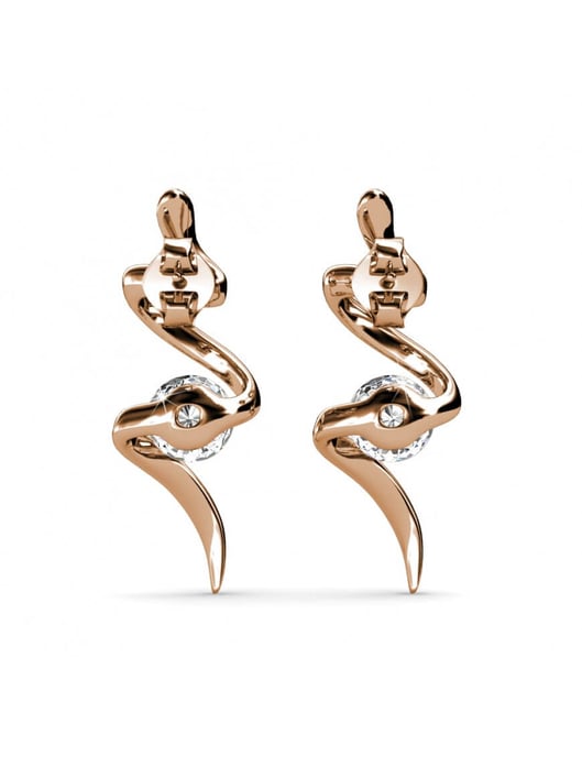Pendientes Espiral - Oro Rosa y Cristal - Image 4