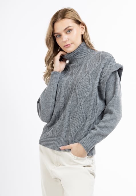 Dreimaster Knitted pullover women dark grey melange - Image 3