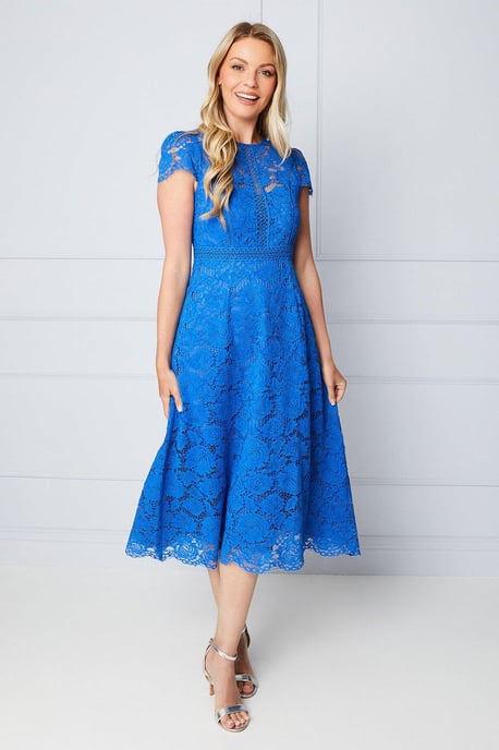 Lace Fit And Flare Midi Dress - Image 1