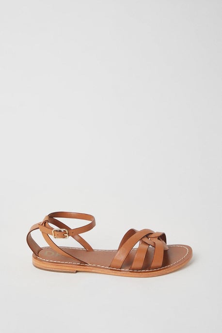 Wide Fit Leather Jaleesa Woven Flat Sandals - Image 2