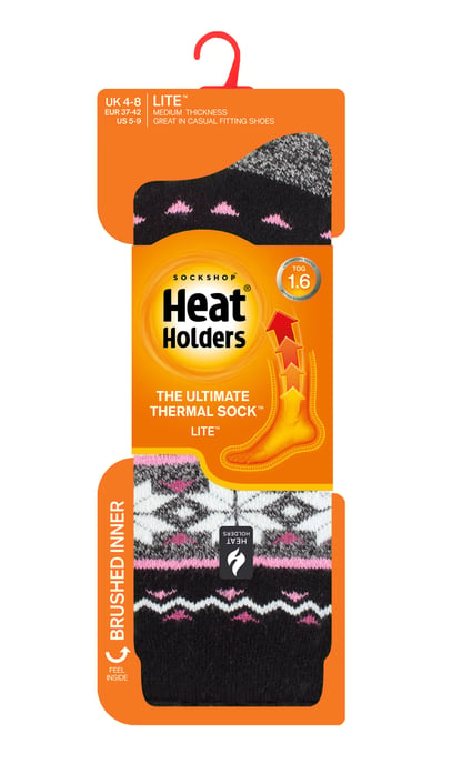 Heat Holders Lite - Calcetines Térmicos Aislantes para Mujer | Múltiples Diseños Incluyendo Rayas Argyle Corazones Estrellas | Calcetines Cálidos para Invierno - Negro (Lima) - Image 2