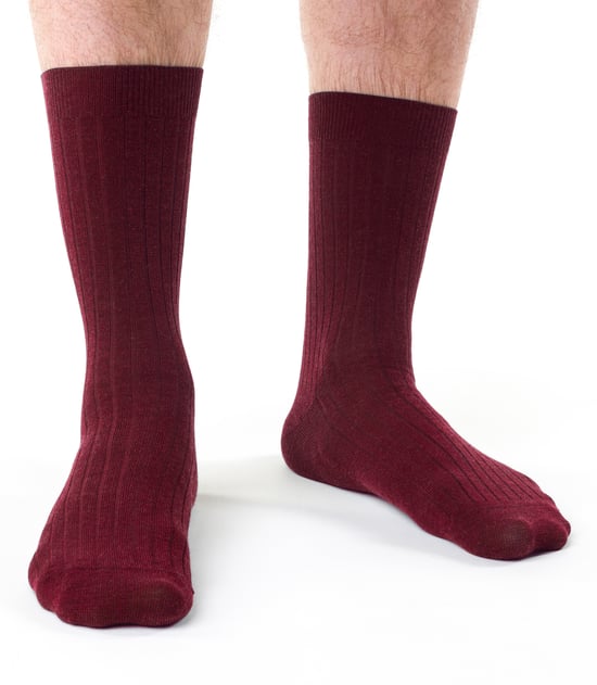 Steven - Calcetines de lana merino para hombre con parte superior suave y holgada para pies hinchados -Burdeos - Image 2