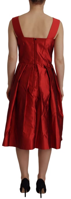 Vestido de Seda Satinada con Pliegues A-line Rojo para Mujer de Dolce & Gabbana - Image 3