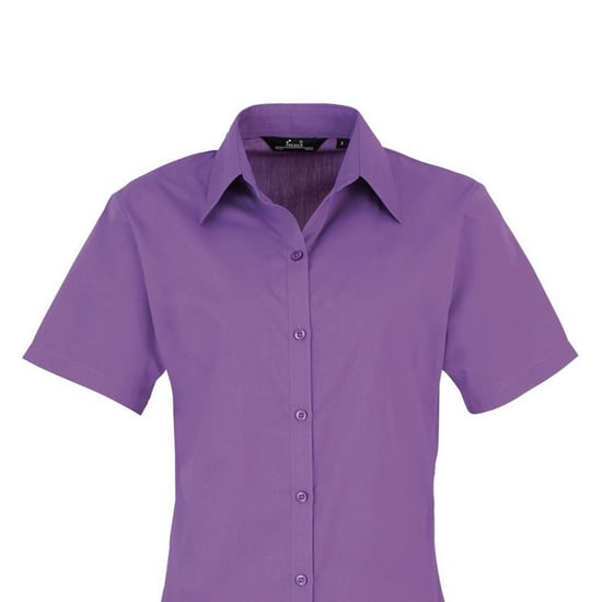 Premier Short Sleeve Poplin Blouse / Plain Work Shirt (Rich Violet) - Image 2