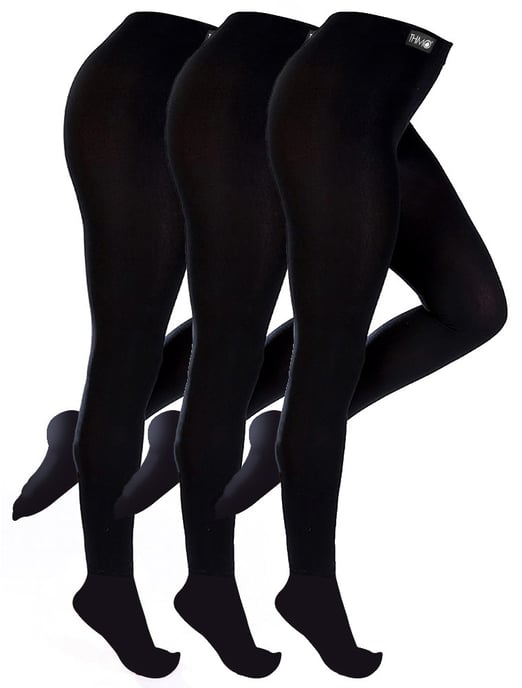 3 Pair Multipack Ladies Thermal Tights | THMO | Leotardos Forrados de Vellón para Mujer - Negro - Image 1