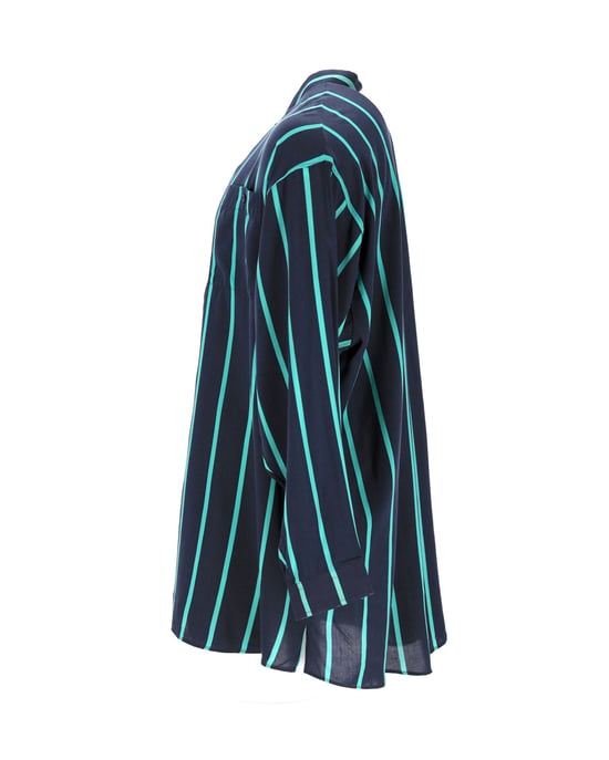 Balenciaga Striped Shirt in Navy Blue Polyester - Image 2