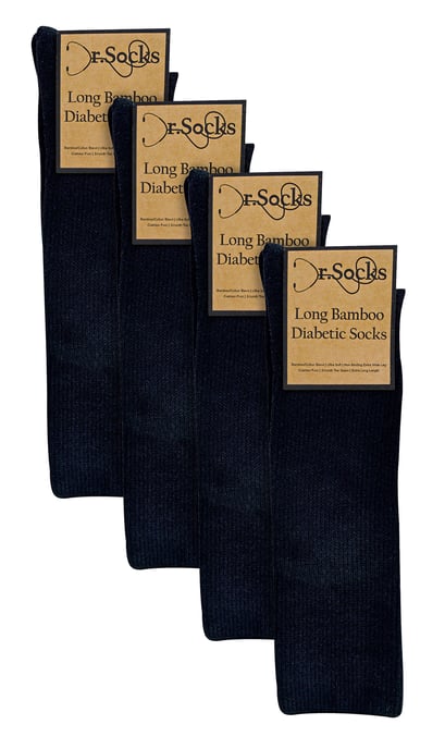 Calcetines Diabéticos para Hombres | Dr.Socks | Calcetines de Bambú Extra Anchos y Largos para Piernas Hinchadas - Negro - Image 2