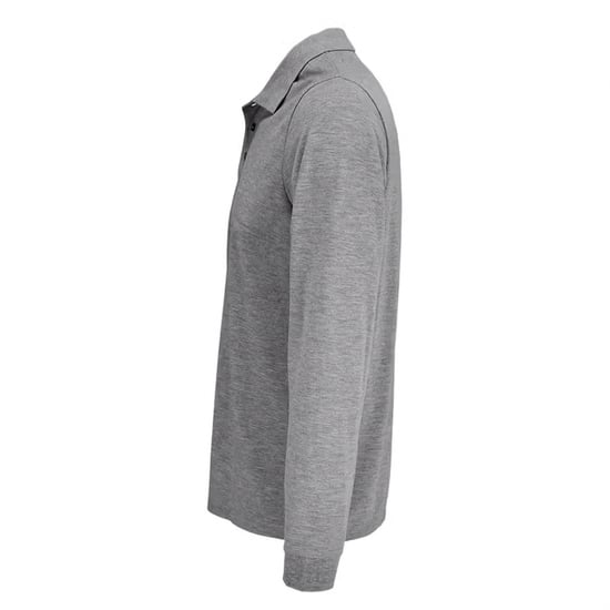 SOLS Unisex Adult Polycotton Long-Sleeved Polo Shirt (Grey Melange) - Image 3