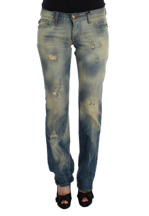 Jeans Bootcut Slim Fit de Algodón Lavado Azul para Mujer Cavalli - Image 1